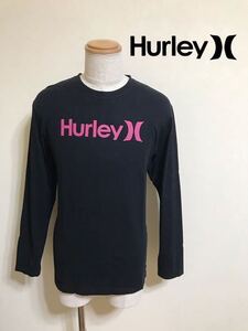 Hurley ハーレー カットソー Tシャツ トップス ロンT ブラック 長袖 サイズM 黒×ピンク