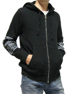 新品 直輸入 DIESEL ディーゼル ３面ロゴプリント ワッフル生地 フルジップパーカー Sサイズ S-GINAFFLE-HOOD-ZIP A09976 0BKAA