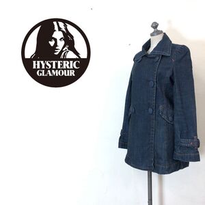 1I3785-G-N◆ hystericglamour ヒステリックグラマー 中綿デニムジャケット ビッグボタン ミドル丈 Aライン ◆ sizeF 綿 ポリエステル