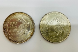 UWA(9889)1973年ペルー修好100周年100ソル記念銀貨 2枚