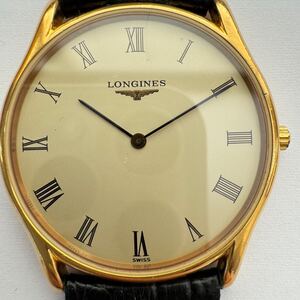 ★1円スタート★LONGINES ロンジン グランドクラシック メンズ 腕時計 L4.617.2 クォーツ 不動 ゴールド系文字盤 ベルト社外製 中古品