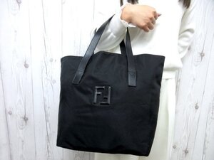 極美品 FENDI フェンディ トートバッグ ショルダーバッグ バッグ ナイロン×レザー 黒 A4収納可 79126Y