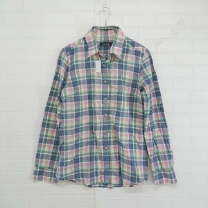 ◇ ◎ EASTBOY イーストボーイ チェック 長袖 シャツ サイズ11 ネイビー グリーン ピンク系 レディース P