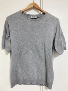 JOHN SMEDLEY／ジョン スメドレーの半袖ニット セーター　送料無料　ライトグレー　Sサイズ