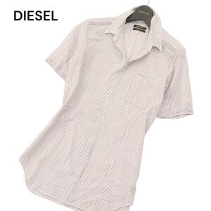 DIESEL BLACK GOLD ディーゼル 高級ライン★ 春夏 半袖 比翼★ ストライプ シャツ Sz.S　メンズ　A4T05069_5#A