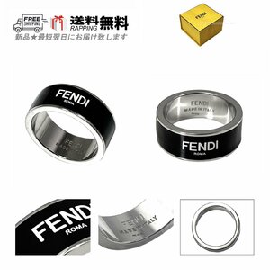 L069-M.. FENDI フェンディ リング RING 指輪 ロゴ レタリング メンズ イタリア製 7AJ721 TL9 F0GEP ★ ブラック × シルバー