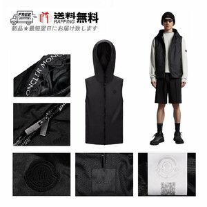 K981-2.. MONCLER モンクレール PAKITO ジャケット アウター ジップアップ ノースリーブ フード ベスト ロゴ 新品 ★ 999 ブラック