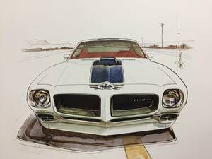 【正規品 絶版】Bowイラスト ポンテアック ファイヤーバード トランザム カーマガジン 113 Pontiac Firebird Trans-Am 455HO 旧車 絵