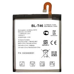 For LG V60 ThinQ バッテリー BL-T46 交換用 3.87V 5000mAh 取り付け工具セット (LG V60 ThinQ)