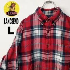 usa古着 LANDSEND ネルシャツ　L レッド　ネイビー　チェック