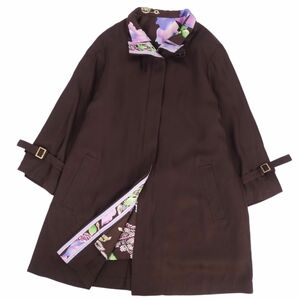 レオナール LEONARD FASHION コート 中綿ライナー付き 花柄 ペイズリー柄 シルク アウター レディース 11R ブラウン cf03oo-rm05f09218