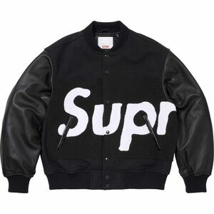 【新品未使用】 24SS 新品 SUPREME シュプリーム BIG LOGO CHENILLE VARSITY JACKET スタジャン BLACK S ブラック 黒色 即決早い者勝ち