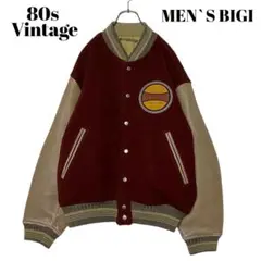 80sヴィンテージ古着 MENS BIGI レザースタジャン ブラウン L