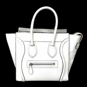 【1円～】セリーヌ CELINE バッグ ハンドバッグ トートバッグ ラゲージ マイクロショッパー レザー ホワイト W-ZP-0182 中古