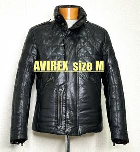 美品◇AVIREX【M】革ダウンライダースJKT◇トップガン☆アヴィレックス gpz TOPGUN アビレックス　ハーレー