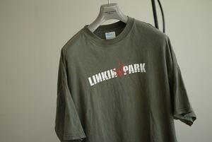 00s XXL Linkin Park HYBRID THEORY ビンテージ Tシャツ リンキンパーク カーキ グリーン 両面プリント 古着 当時物