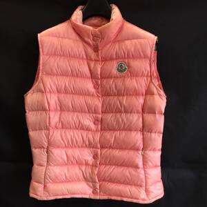 3850-80【 MONCLER 】 モンクレール ライトダウン ベスト ピンク サイズ 0 レディース ロゴワッペン