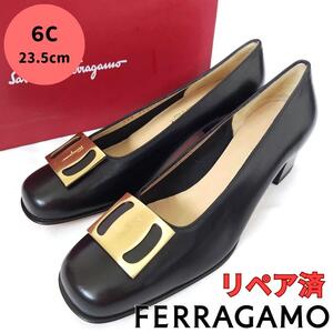 新品未使用箱付き☆フェラガモ【Ferragamo】ヴァラプレート パンプス 黒