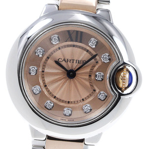 カルティエ CARTIER WE902052 バロンブルーSM K18PGコンビ 11Pダイヤ クォーツ レディース _823486