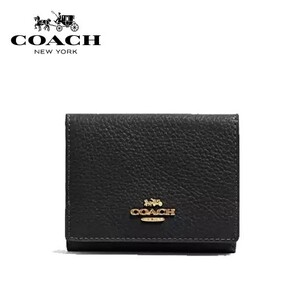 ◆すぐにお届け！◆新品/正規品◆【COACH★88666-IMBLK】コーチ ミニ財布 三つ折り財布 本革レザー 定価44,000円 即決☆