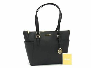 1円 ■新品同様■ MICHAEL KORS マイケルコース レザー トートバッグ ショルダーバッグ 肩掛け レディース ブラック系 BJ3777