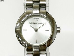 EMPORIO ARMANI AR-5448 エンポリオアルマーニ クォーツ 2針 シルバー レディース 腕時計 純正ベルト 稼働品 電池交換済 o57OH