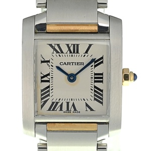 カルティエ CARTIER 2384/W51007Q4 タンクフランセーズ SM SS/K18YG クォーツ レディース 美品 保証書付き H#136566