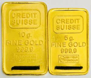 ★　ペンダントトップおまとめ2点　★　CREDIT　SUISSE　10g　1枚／5g　1枚　★　999.9　FINE　GOLD　K24　★ 地金 資産 投資 ゴールド ★