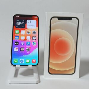 ★C414★画面傷なし！極美品 iPhone12 64GB SIMフリー ホワイト 最大容量100% 残債無し 利用制限〇付属品完備 docomo SoftBank au即決apple