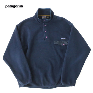 90s コスタリカ製 patagonia SNAP-T スナップT プルオーバーフリースジャケット ネイビー (L)