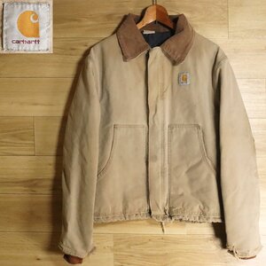 &1J/R4.25-5　90s　アメリカ古着　Carhartt　カーハート　トラディショナルジャケット　ダックジャケット　ワークジャケット　ベージュ