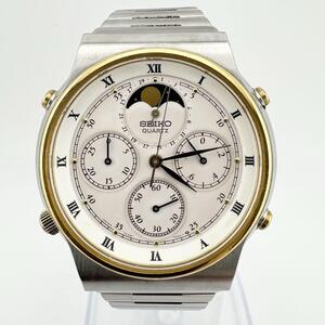 希少美品 SEIKO セイコー ムーンフェイズ クロノグラフ 7A48-7000 メンズ クォーツ 腕時計