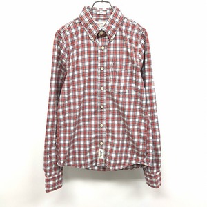 Abercrombie＆Fitch シャツ チェック ボタンダウン 長袖 綿100% S テラコッタ×ブルー×ホワイト×イエローカーキ レディース(メンズ？)