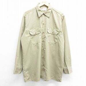 XL/古着 ディッキーズ Dickies 長袖 ワーク シャツ メンズ 00s ベージュ系 カーキ 23feb28 中古 トップス