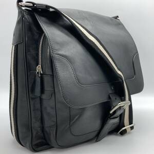 【希少 美品 A4可】 BALLY バリー ショルダーバッグ ボディバッグ トレインスポッティング 斜め掛け レザー 本革 ロゴ ブラック メンズ