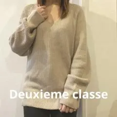 Deuxieme classeリネンコットンプルオーバーニット ピンクベージュ