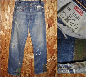 34 Levis 55501 LVC ビンテージ復刻デニム リメイク加工ジーンズ K20A322