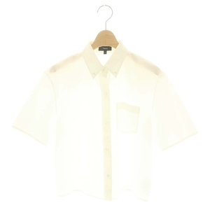 セオリー Theory 24SS Cotton Shirting Boxy SS PKT SH シャツ 半袖 ボタンダウン P 白 ホワイト /MF ■OS レディース