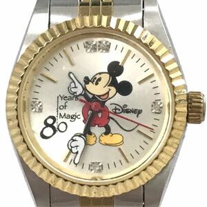 美品 限定2000本 Disney ディズニー ミッキーマウス 80周年 腕時計 クオーツ MICKEY MOUSE カレンダー ダイヤモンド 電池交換済 動作確認済