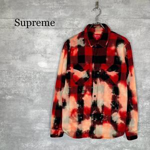 『Supreme』シュプリーム (M) 13AW ブリーチ加工 ネルシャツ