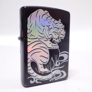 AB262 ZIPPO ジッポ ライター トラ ホログラム 和柄 レインボー