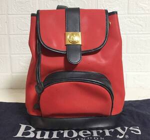 no29069 Burberrys バーバリー ヴィンテージ イタリア製 レザー PVC リュックサック デイパック 