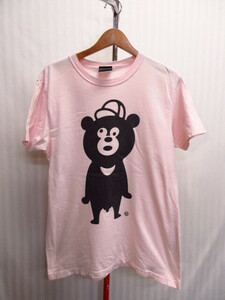 ビームス　ベア柄Tシャツ　メンズL　ピンク　クマ柄デザイン半袖カットソー　半袖ティーシャツ　BEAMS T　半袖シャツ　半袖ウエア　08015