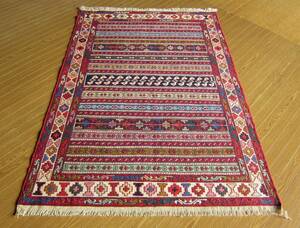 【146×107】イラン直輸入★アゼルバイジャン産キリム・KILIM■2027-379-18