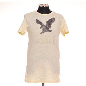 ◆467548 AMERICAN EAGLE アメリカンイーグル ◇Tシャツ 半袖 イーグル パッチ フロッキープリント サイズS メンズ イエロー