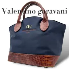 美品 3998 Valentino garavani ハンドバッグ  ネイビー