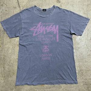  STUSSY ステューシー ワールドツアー Tシャツ サイズL グレー