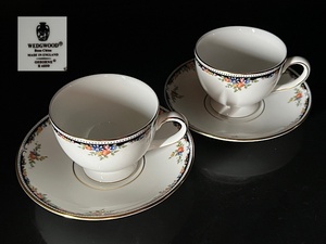 【瑞】ウェッジウッドWEDGWOOD　OSBORNE　カップ＆ソーサー２客セット