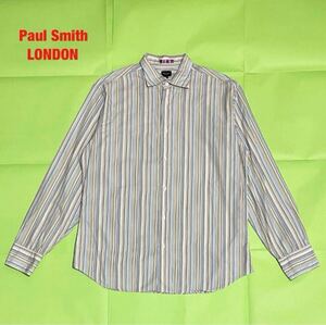 Paul Smith LONDON　ポールスミス　総柄シャツ　マルチストライプ柄　メンズ　レディース　ユニセックス　マルチカラー　個性的