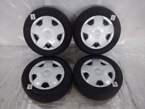 ☆ekワゴン☆タイヤ 23年製 山あり 155/65R13 ヨコハマ☆ 4H 100 4.00B 13インチ 三菱純正 鉄 スチールホイール ホイールキャップ付 4本